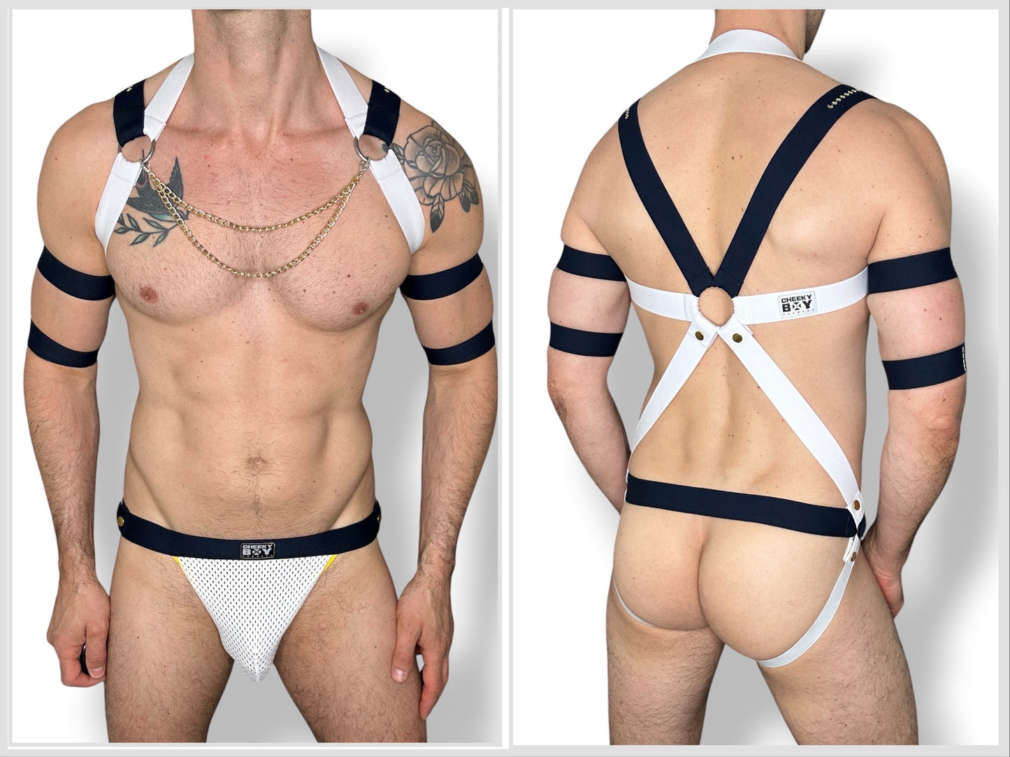 Sailor Style Interchangeable Harness with Jockstrap & Gold Chains