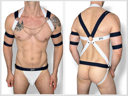 Sailor Style Interchangeable Harness with Jockstrap & Gold Chains