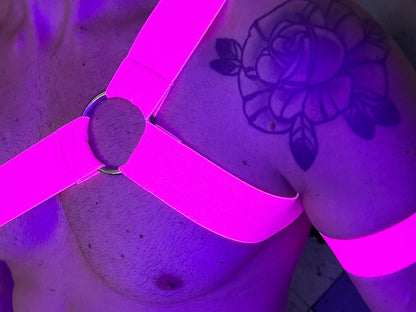 Neon Pink Asymmetric Men’s Chest Harness