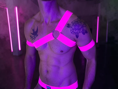 Neon Pink Asymmetric Men’s Chest Harness