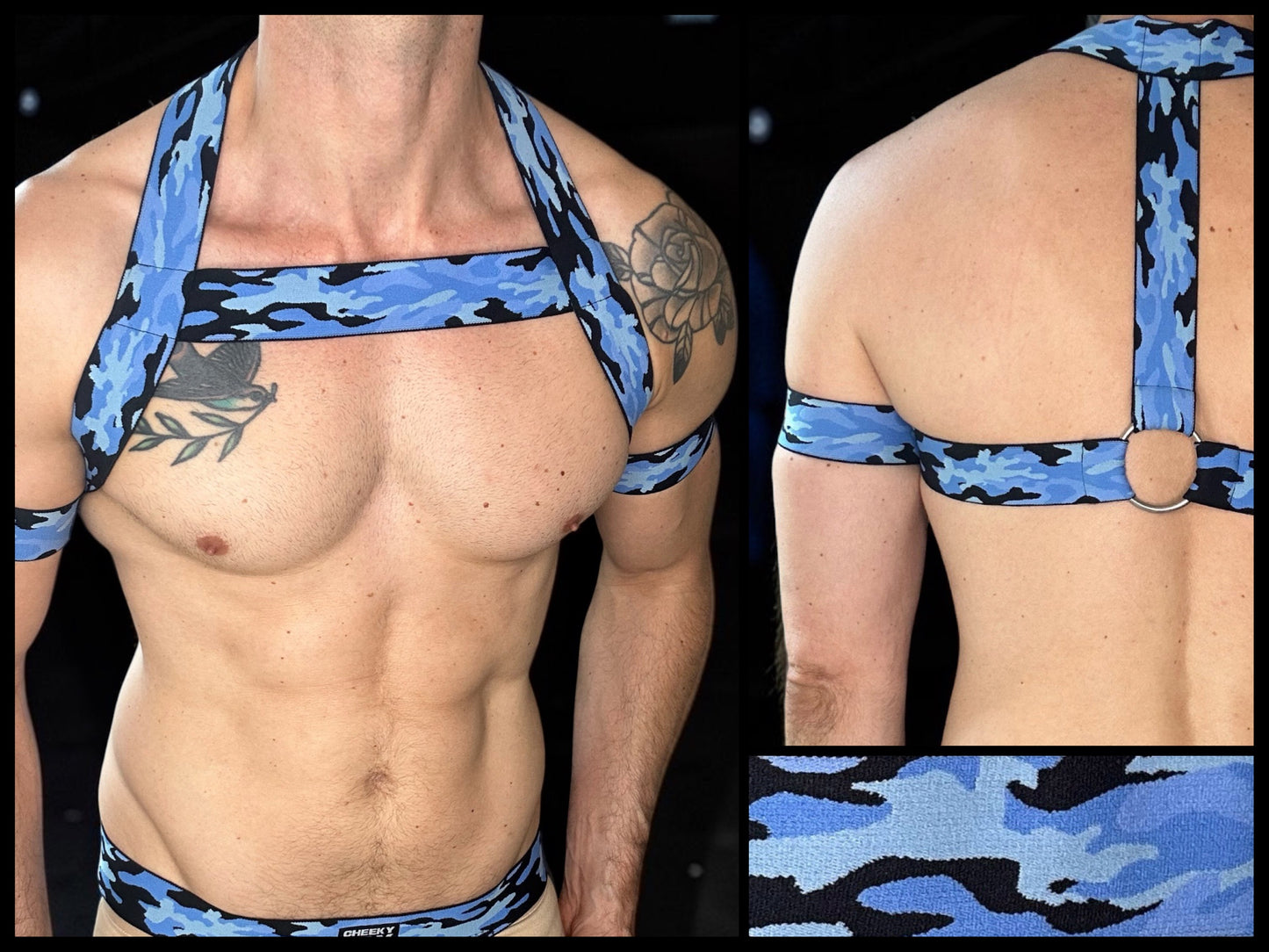Camo-Körperharness für Herren mit Bizepsbändern - Neongrün 