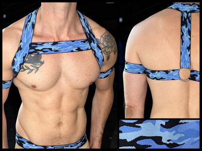 Camo-Körperharness für Herren mit Bizepsbändern - Neongrün 
