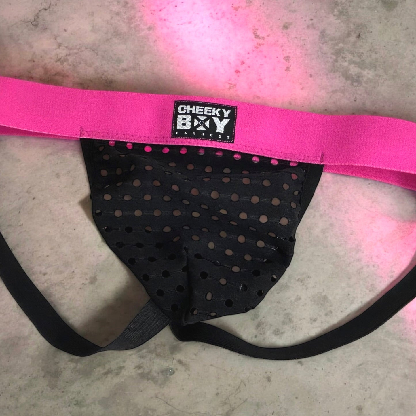 Mens Interchangeable Chest Harness with Bicep Bands - Hot Pink