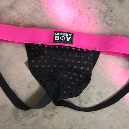 Mens Interchangeable Chest Harness with Bicep Bands - Hot Pink