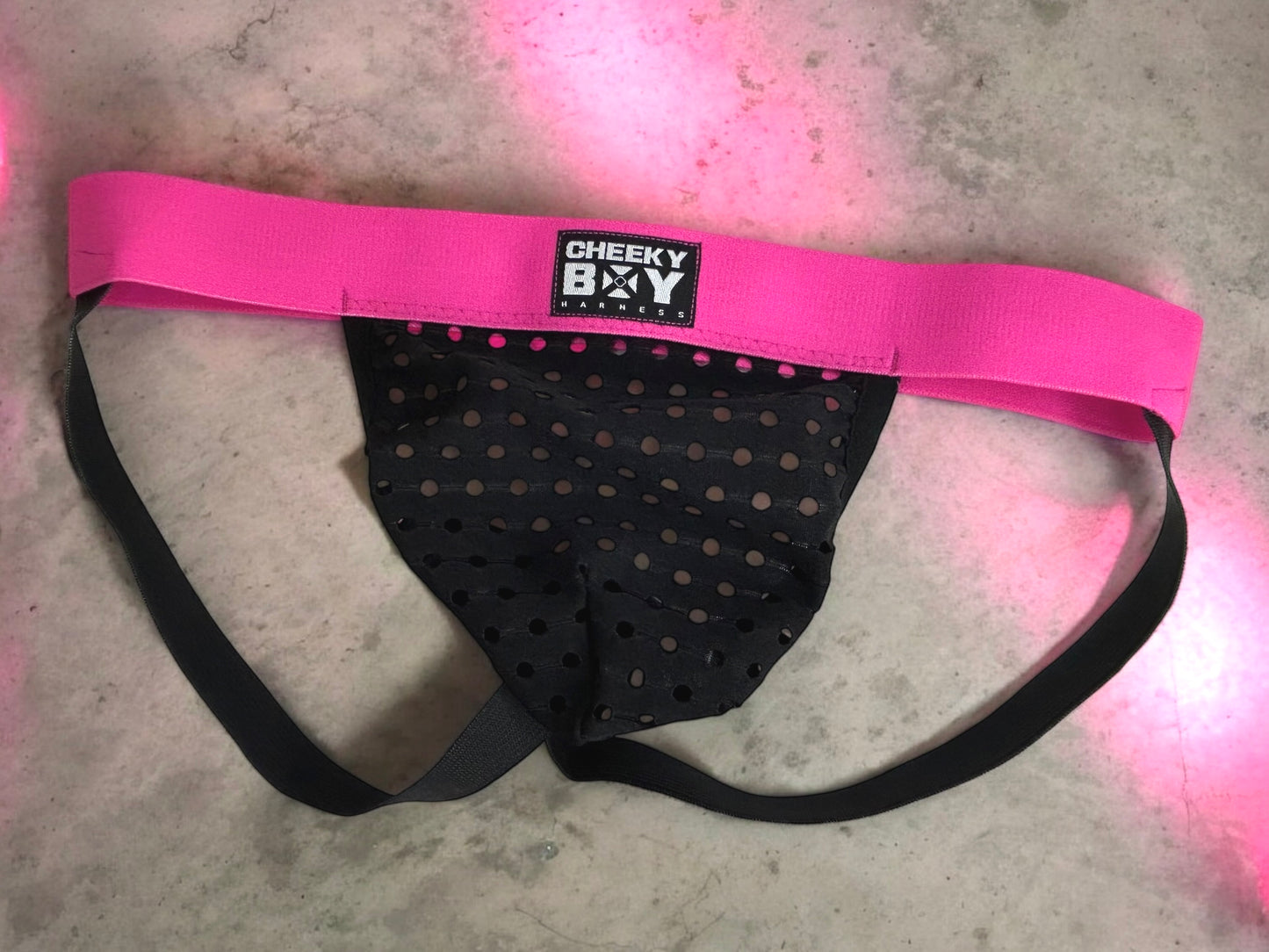 Men’s Chest Harness with Optional Clip-On Chain Loops - Hot Pink