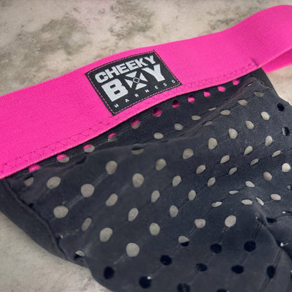 Mens Interchangeable Chest Harness with Bicep Bands - Hot Pink