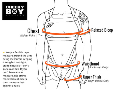 Mens Interchangeable Body Harness with Bicep Bands - Gold or Silver