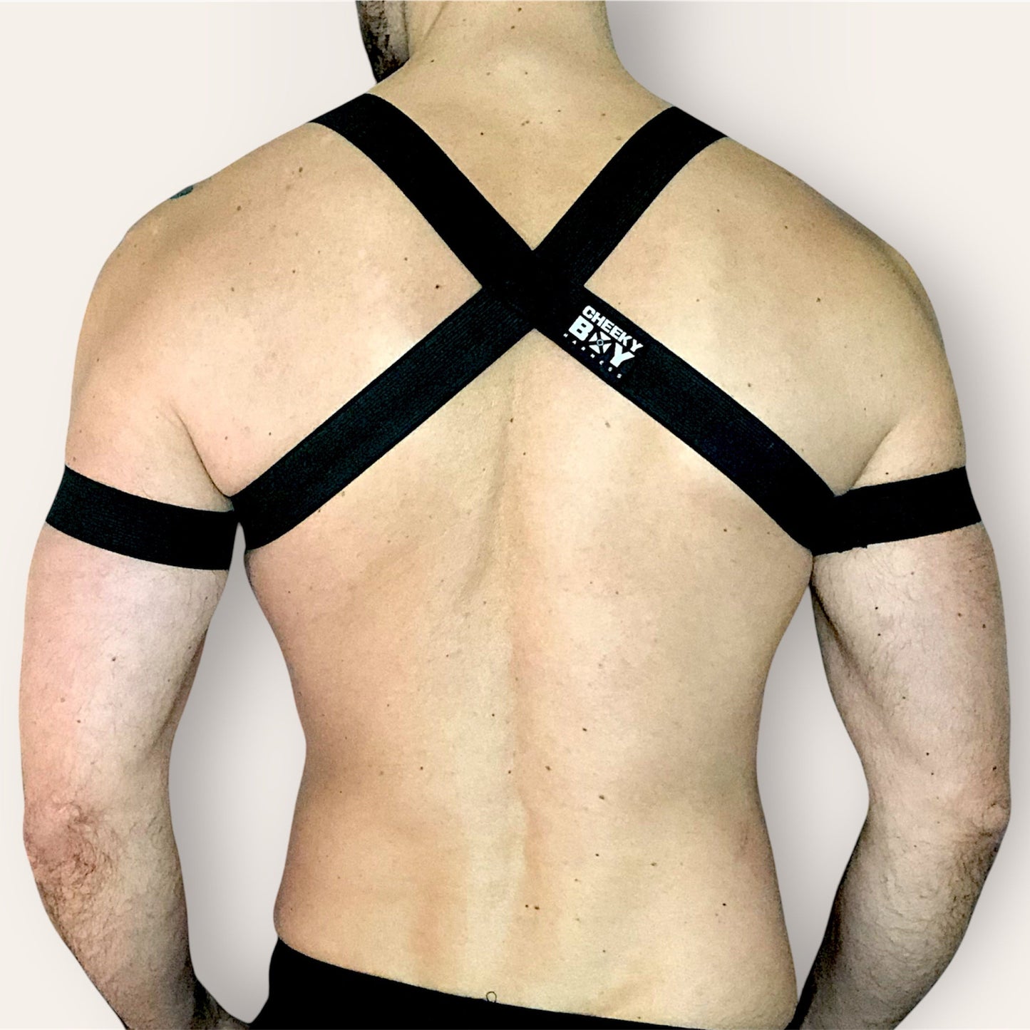 Harnais de poitrine et de corps pour homme avec bandes pour biceps - Noir