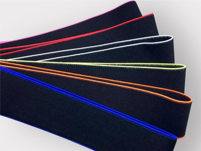 Paar schwarze Bizepsbänder – Auswahl aus 6 Randbesatzfarben.