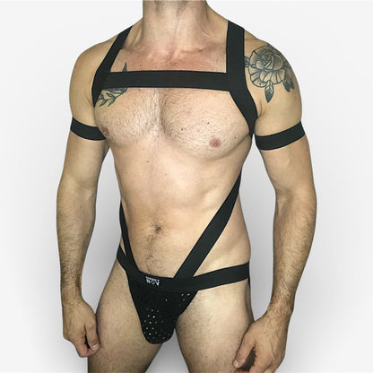 Mens Diamond Back Body Harness - Black