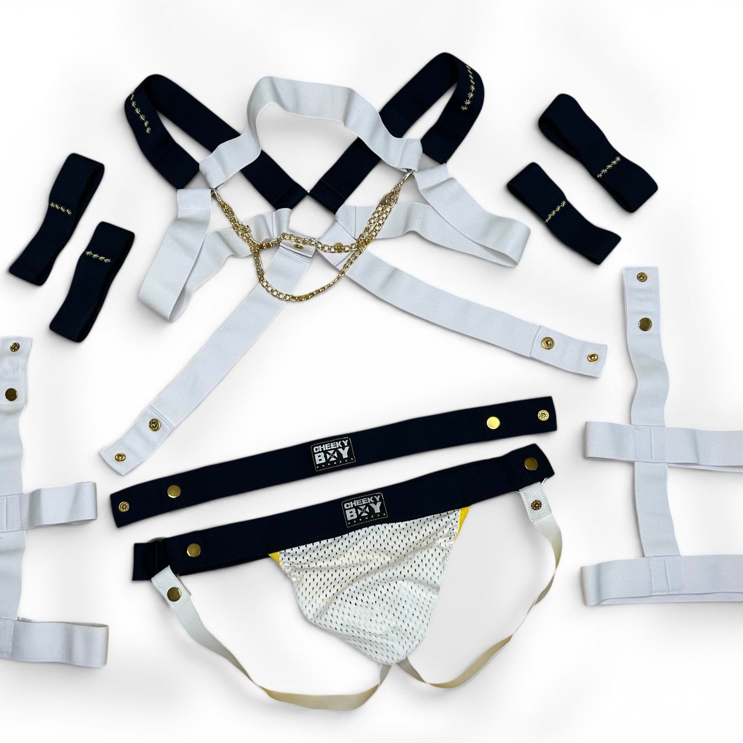 Sailor Style Interchangeable Harness with Jockstrap & Gold Chains