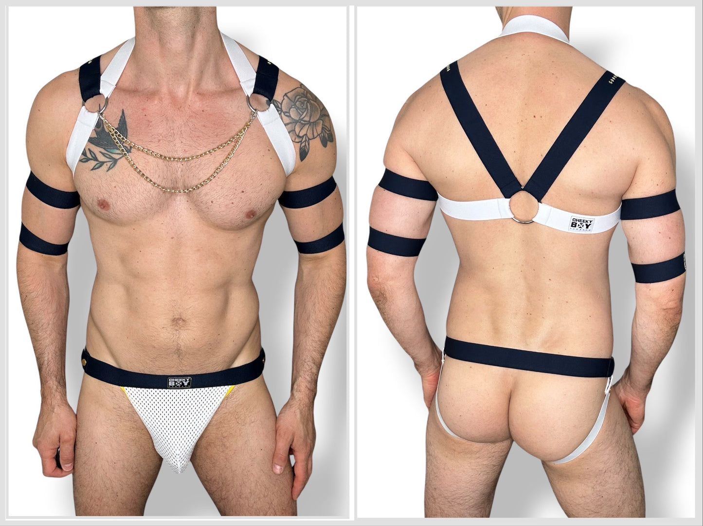 Sailor Style Interchangeable Harness with Jockstrap & Gold Chains