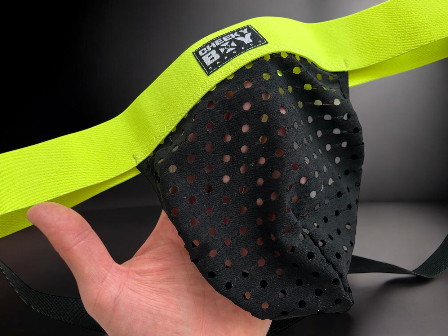 Mens Chest Harness with Bicep Bands - Teal & Neon Yellow Mix