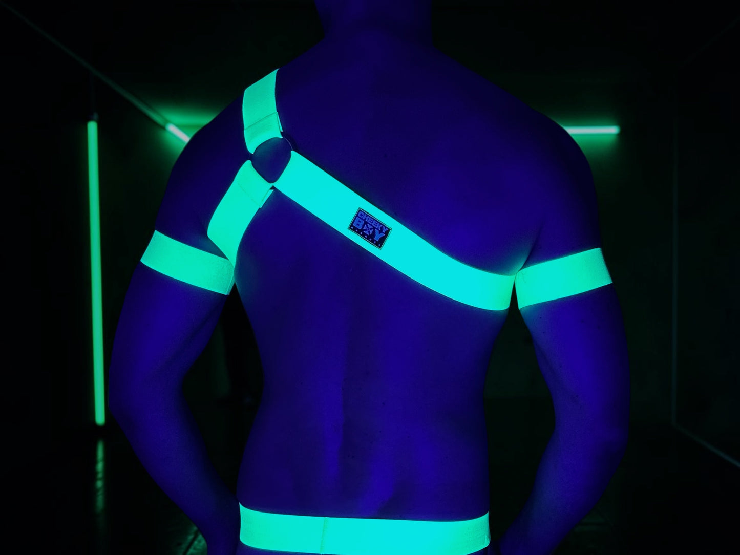 Brustgeschirr im Spartan-Stil für Herren mit Bizepsbändern - Neonorange
