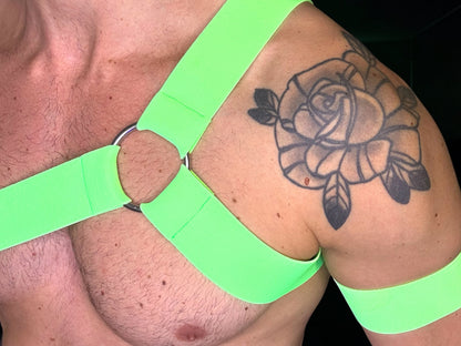 Brustgeschirr im Spartan-Stil für Herren mit Bizepsbändern - Neonorange