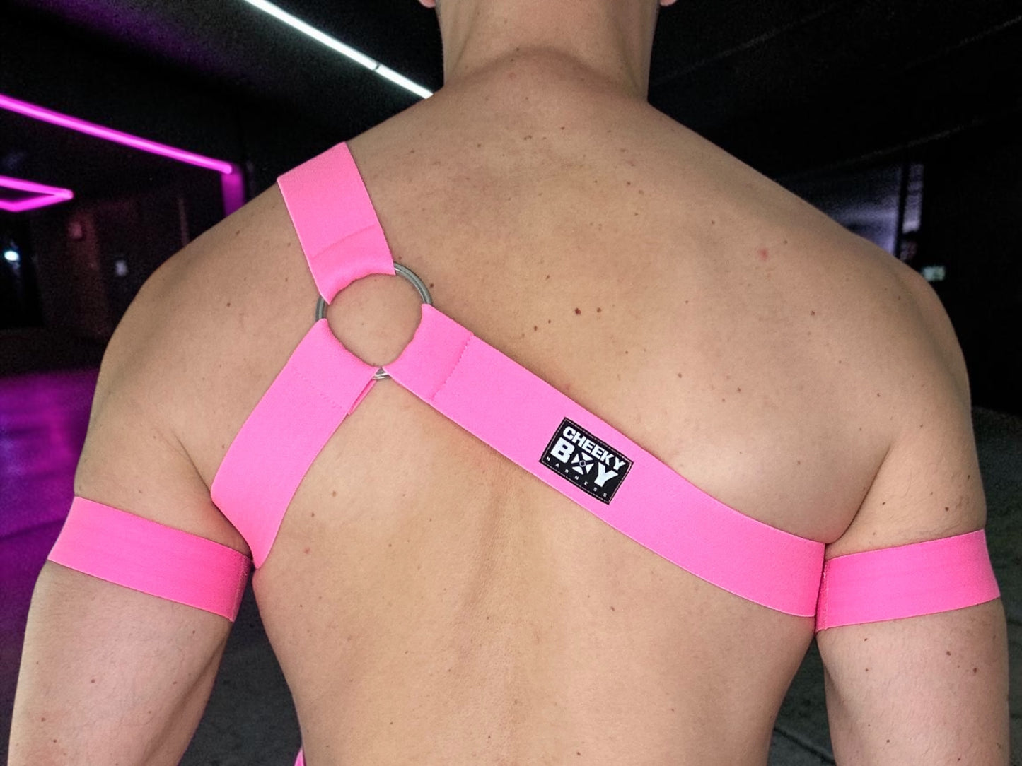 Neon Pink Asymmetric Men’s Chest Harness