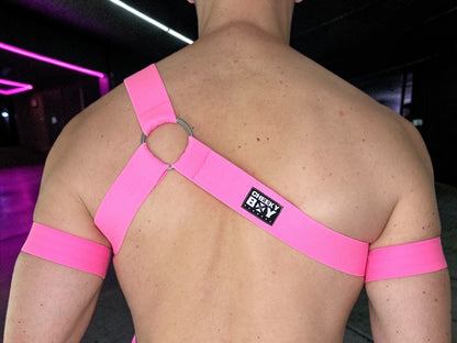 Neon Pink Asymmetric Men’s Chest Harness