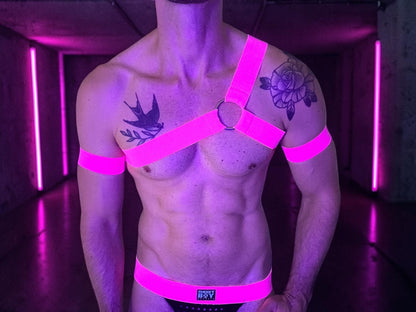 Neon Pink Asymmetric Men’s Chest Harness